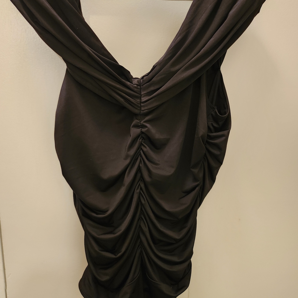 New Express Black Ruched Bodysuit